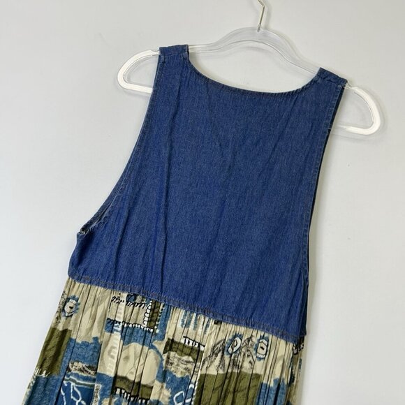 Vintage Western Denim Jumper Dress Women’s Size Large Midi Country Prairie - Picture 8 of 8